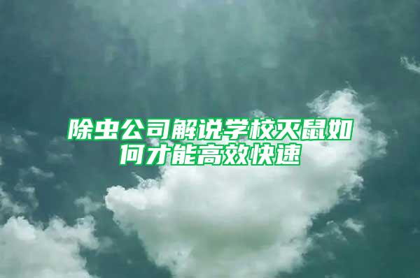 除蟲公司解說(shuō)學(xué)校滅鼠如何才能高效快速