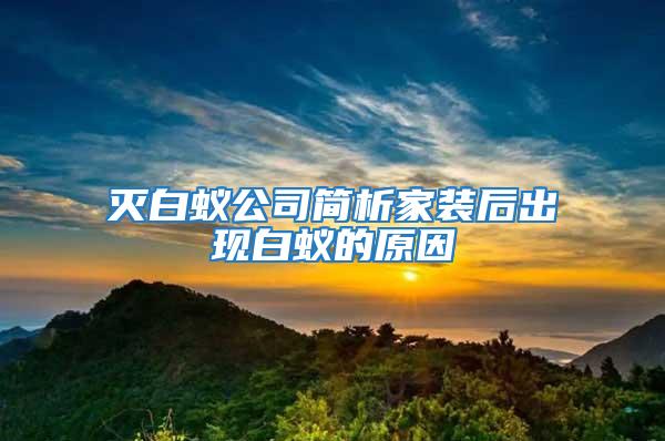 滅白蟻公司簡析家裝后出現(xiàn)白蟻的原因