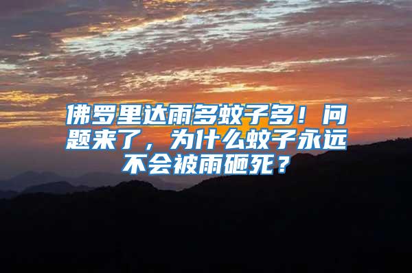 佛羅里達(dá)雨多蚊子多！問題來了，為什么蚊子永遠(yuǎn)不會(huì)被雨砸死？