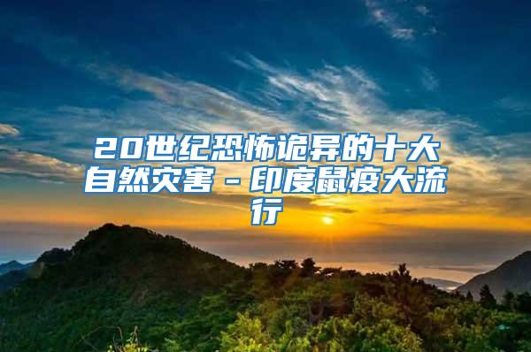 20世紀(jì)恐怖詭異的十大自然災(zāi)害－印度鼠疫大流行