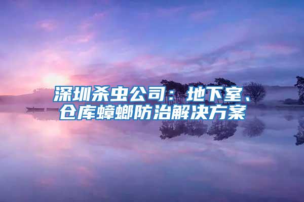 深圳殺蟲(chóng)公司：地下室、倉(cāng)庫(kù)蟑螂防治解決方案
